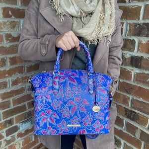 NWT Brahmin Duxbury  Torrone Blue Vista Satchel Floral print
